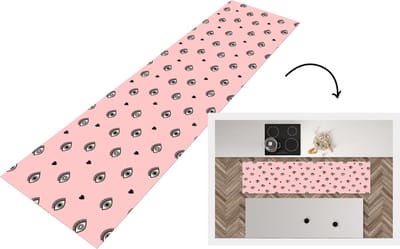 Keukenloper - Loper keuken - Meisje - Ogen - Roze - Patronen - 200x50 cm - Keukenloper vinyl