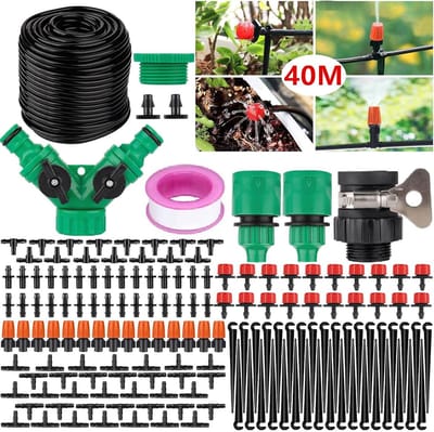 carmdering - Druppelirrigatie Kit - Micro Irrigatiesysteem - Tuin Bewatering Set - Waterbesparende Technologie - Verstelbare Sproeiers - UV-bestendig ABS Kunststof - Aanpasbaar Ontwerp - Voor Binnen En Buiten - 158 Stuks