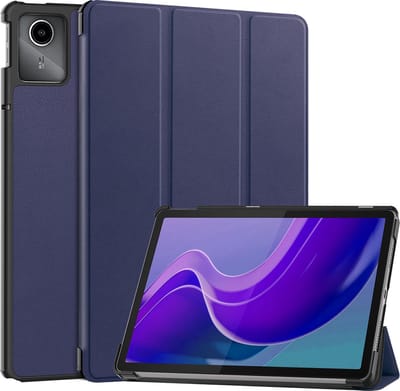 Hoesje - Geschikt voor Lenovo Tab M11 (11 inch) - Dun & Stevig - Hardcover Book Case - Trifold Bookcase Hoes - Hard Cover - Tablethoes - Donkerblauw