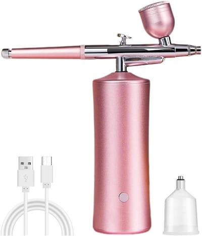 EGoods - Draagbare Handheld Draadloze Airbrush Gun 0,3 Mm Voor Graffiti, Nail Art en Make-up - Roze