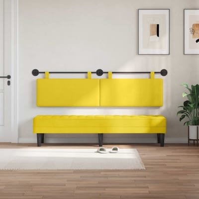 vidaXL - Hangend - hoofdbord - Licht - Geel - Corduroy - stof