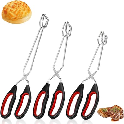 Verlengde Grilltangen Set van 3 Stuks voor Koken van Brood, Vlees en Barbecue, Ideaal voor Airfryer en Bakken