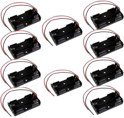 Batterijhouder AA - Batterijbox AA - Elektronica Projecten - Met Kabels - 10 stuks - Zwart