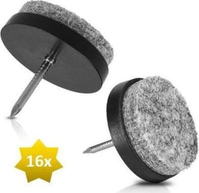 FSW-Products - Meubelvilt met spijker - Meubelonderzetters - Viltjes - Vilt voor meubels - 16 Stuks - Zwart - Stof - Rond / 1.4cm dia