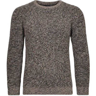 Ragman Trui Structure Knit Pullover Roundneck Taupe-Grijs / male
