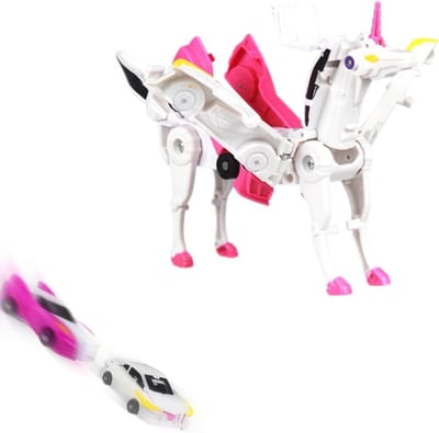 Magische Eenhoorn Actiefiguren Speelgoed Auto met Transformatiemogelijkheden voor Jongens, Meisjes en Volwassenen (Roze)