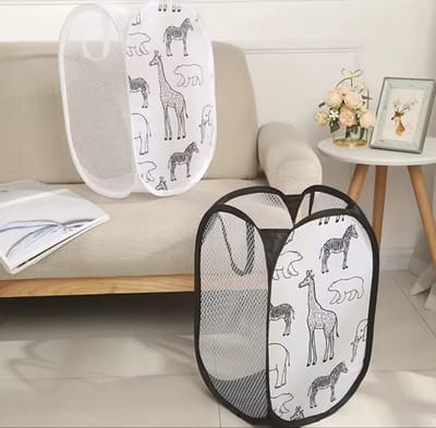 Opvouwbare Wasmand met Dierenprint – 48×30×30 cm – Mesh Wasmand – Lichtgewicht en Ventilerend – Wasmand Kinderen - C3.5
