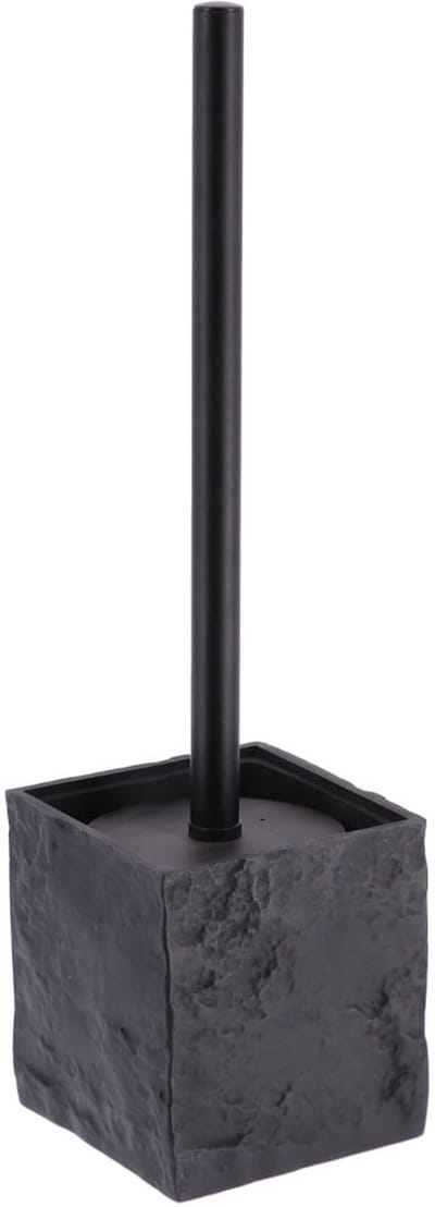 Tendance WC/toiletborstel in houder - zwart - kunststeen - polyresin - 10 x 37 cm