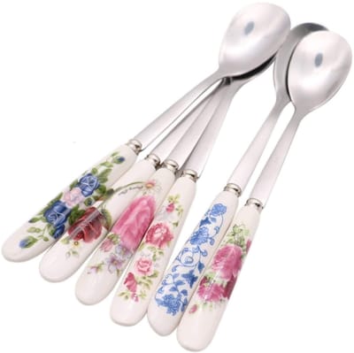 QTTVBTNA 6 Stuks - Koffielepels – Theelepels – Dessertlepels – Keukengerei– RVS - 15.5 cm – Voor Koffie, IJs & Yoghurt