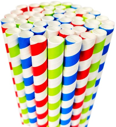 Rietjes, Papieren Stroien 9mm Breed Wegwerprietjes voor Milkshakes Slushy Sap Shakes Malts Bevroren Dranken, Partij Drankware Strooien 66 Stuks Strepen