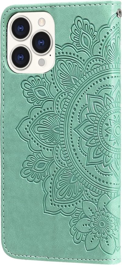 Peachy Wallet Bookcase kunstleer mandala hoesje geschikt voor iPhone 13 Pro - groen