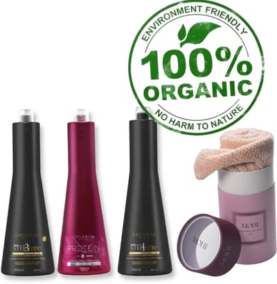 Organic Gold Diamond Proteïne Behandeling 3 X 1000ml & Organic Gold One Fiber Extreme Straightening Cream