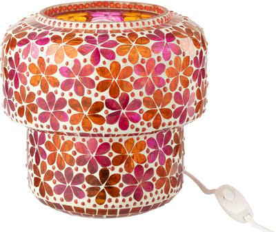 J-Line tafellamp Mozaïek - glas - roze/oranje - small