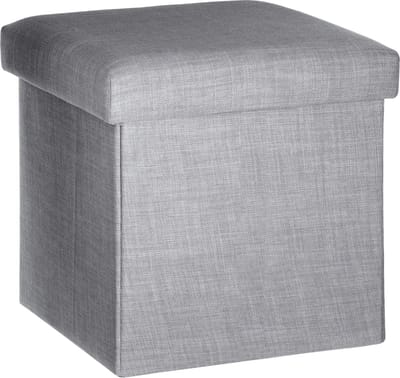 Atmosphera Poef/hocker/voetenbankje - opbergbox - lichtgrijs - PO/MDF - 38 x 38 x 38 cm - opvouwbaar