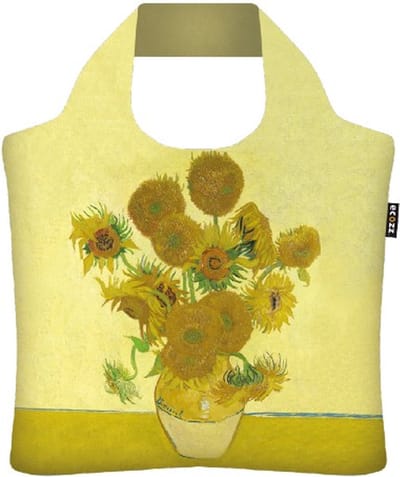 Ecozz - Vincent van Gogh - de Zonnebloemen - Sunflowers - 100% gerecycled (rPet) – Öko-Tex - Voorzien van rits - Afsluitbaar - Opvouwbare boodschappentas - Waterresistant – Shopper - Ecovriendelijk - Duurzaam - Ecoshopper
