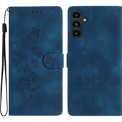 Comfycase Samsung Galaxy A36 Zacht Boek Hoesje met Gravure Blauw