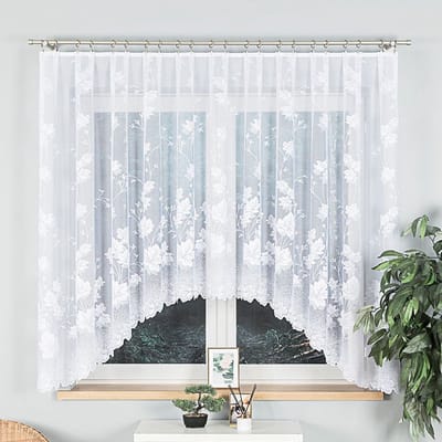 Markizeta BOŻENA Serie - Jacquard Gordijn - 300x160 cm - Bloemmotief - Witte Kleur