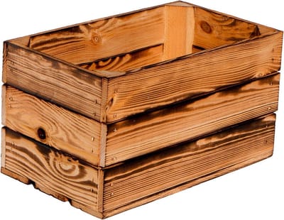 Gevlamde Houten Kist voor Opslag of Decoratie - Stevige Houten Kist 38x22x21cm
