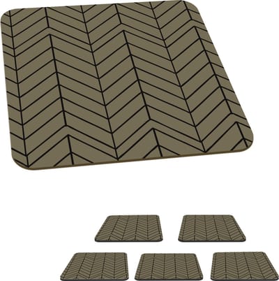 Onderzetters voor glazen - Patronen - Luxe - Zwart - Groen - 10x10 cm - Glasonderzetters - 6 stuks