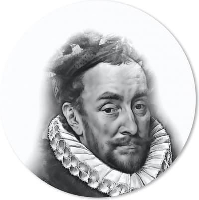 Muismat rond 20x20 cm - Mousepad Portret van Willem I - Adriaen Thomasz - Zwart - Wit - Ronde muismatten