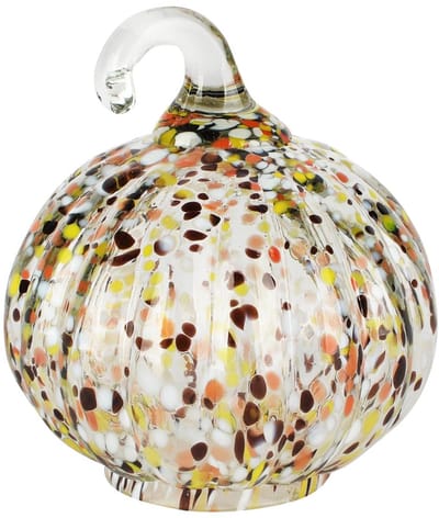 Dekoratief | Deco pompoen 'Warm Tones', transparant, glas, 11x11x12cm | A258341