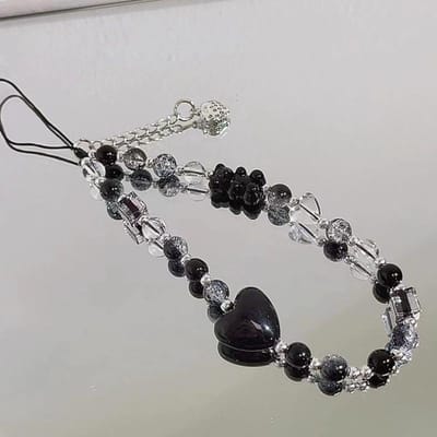 Zwarte Liefde Beer Telefoonketting Charm Handlus Koord Keykoord Mobiele Telefoon Lanyard Meisje Sleutelhanger Mobiele Telefoonhoes Hangkettinkje gray