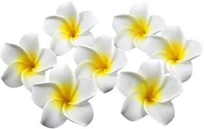 100 Stuks Kunststof Plumeria Bloemen voor DIY Haaraccessoires, Hoed Decoratie en Bruiloften - Witte Frangipani Bloemen voor Strandfeesten