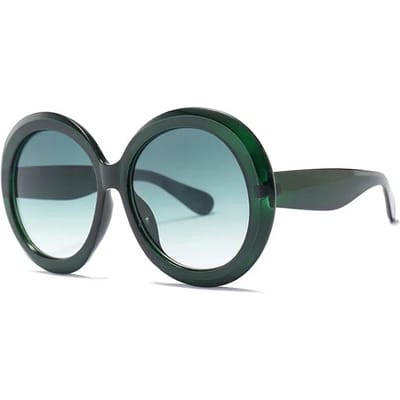 Lunettes de soleil unisexe rondes surdimensionnées Haut de gamme Vintage Grande taille Protection pour femmes Hommes Fabriquées par designer Bonne qualité supérieure Vert Noir UV400 Oculos As shown