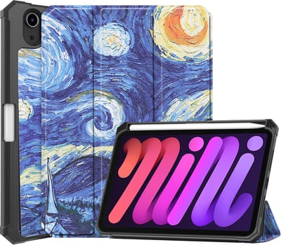 Hoesje - Geschikt voor Apple iPad Mini 6 (2021) - 8.3 inch - 6e Generatie - Dun & Stevig - Trifold Bookcase - Hard Cover Case - Met Uitsparing Geschikt voor Apple Pencil - Hardcover Book - Tablet Hoes - Sterrenhemel
