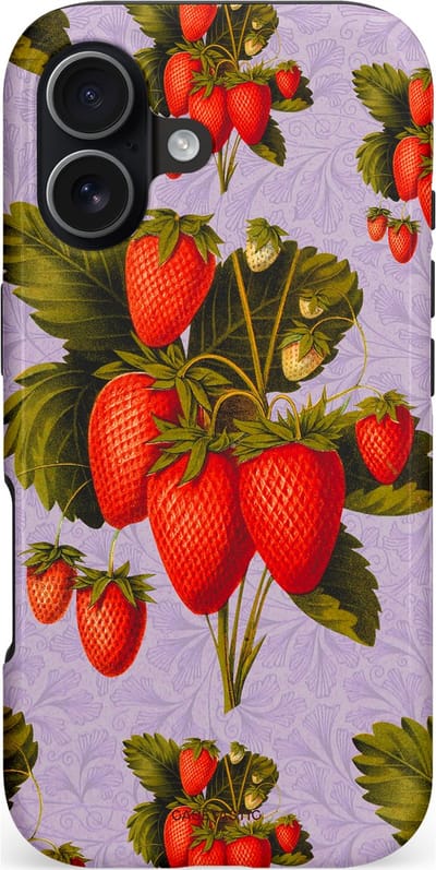 Casetastic hoesje geschikt voor Apple iPhone 17 - MagSafe - Dubbellaagse bescherming - Wilde aarbei - Fashion Case - Lila Olijfgroen Rood Taupe