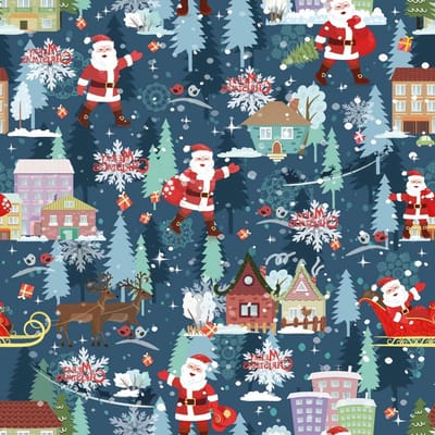 Cadeaupapier Kerstmis - Inpakpapier Rol - Geschenken Versieren - Luxe Goudprint Rendieren - 40cm x 200m - Blauw