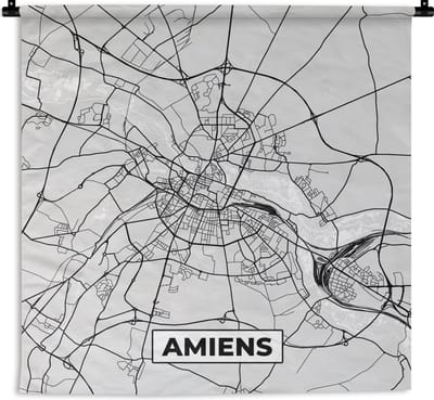 Wandkleed - Wanddoek - Plattegrond - Kaart - Stadskaart - Frankrijk - Amiens - 180x180 cm - Wandtapijt