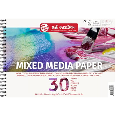 Multifunctioneel papier - TALENS - A4 - 250 g/m² - 30 vellen - Ideaal voor aquarel en acryl