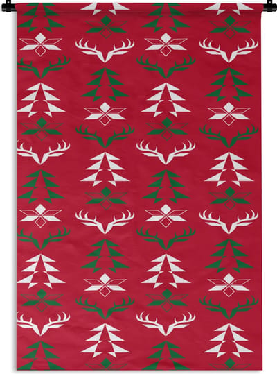 Wandkleed - Wanddoek - Hert - Patroon - Kerst - 60x90 cm - Wandtapijt