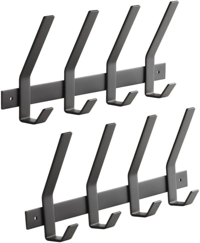 SOTECH set van 2 Blackline ALBA (groot) haakrails 345 mm met 4 haken zwart gepoedercoat Garderobe kapstokhaken