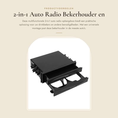 Dailygoods- Bekerhouder Auto 2-in-1 - Autoradio Opbergdoos - Multifunctionele Bekerhouder - Ruimtebesparend - Dubbellaags Ontwerp - Geschikt voor Dashboard - Auto Organizer