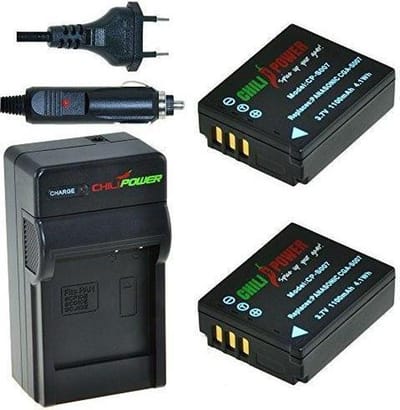 2 x CGA-S007 accu's voor Panasonic - inclusief oplader en autolader - Origineel ChiliPower