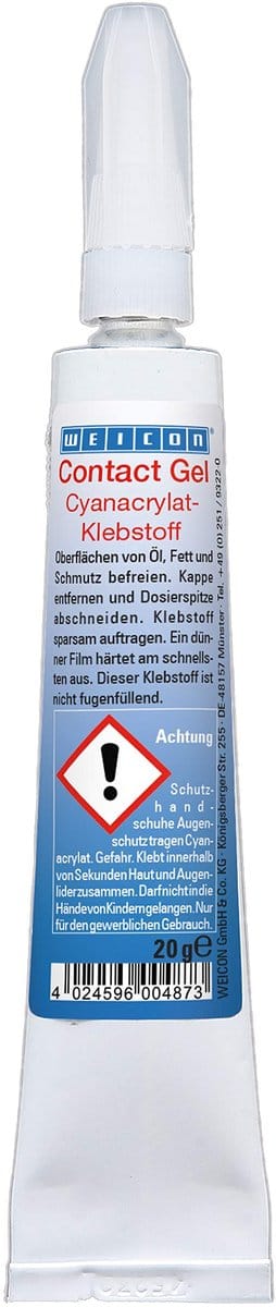 WEICON Contact Gel – 20 g pasta-achtige cyanoacrylaatlijm kleurloos