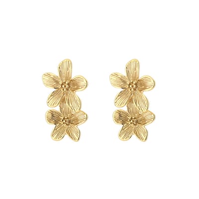 Oorbellen bloemen - Statement oorbellen - Oorbellen bloem - Dames oorbellen - Gouden oorbellen - Stainless steel - Nikkel vrij - 4 x 2,20 cm - Kerst sieraden - Kerst oorbellen - Sinterklaas - Moederdag - Valentijn