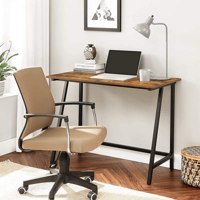 FURNIBELLA - Bureau, computer bureau, ruimtebesparend, 100 x 50 x 75 cm, Vintage bruin-zwart LWD40X