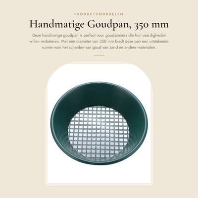 Dailygoods- Goudpan 350 mm - Handmatig Goudpannen - Goudwasgereedschap - Bodemrasterontwerp - Geschikt voor Beginners - ABS Materiaal - Goudwasbak