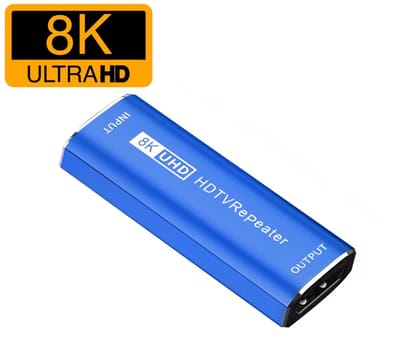 Delmark 8K HDMI Extender Repeater - HDMI 2.1 Signaalversterker tot 30 Meter - Vrouwelijk naar Vrouwelijk Adapter - 8K@60Hz, 4K@144Hz, 2K@240Hz - Aluminium Behuizing