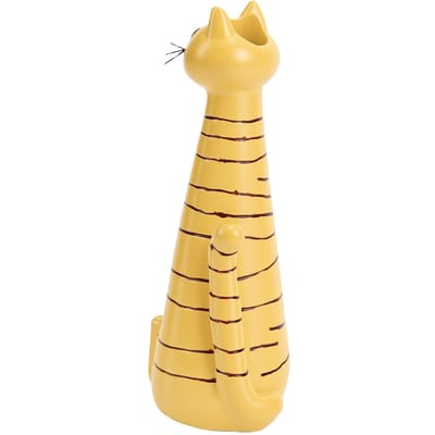 Vase Décoratif Polyvalent Unique Mignon Original Chat Résine Vase pour Salon Bureau Étagère beige