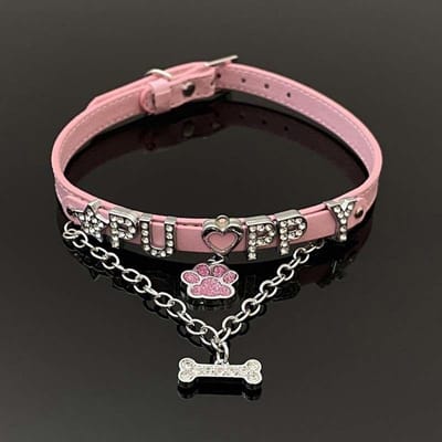 Luxe Kristallen Strass Letters Hondenhalsband Sexy Bot Hanger Choker Ketting Cosplay Sieraden Accessoire Cadeau black