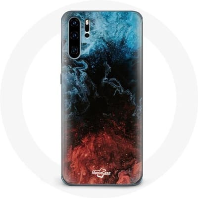 Coque pour Huawei P30 fond de texture abstraite rouge noir bleu