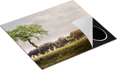 Chefcare Inductie Beschermer Kudde Buffels bij een Boom - 60x50 cm - Afdekplaat Inductie - Kookplaat Beschermer - Inductie Mat