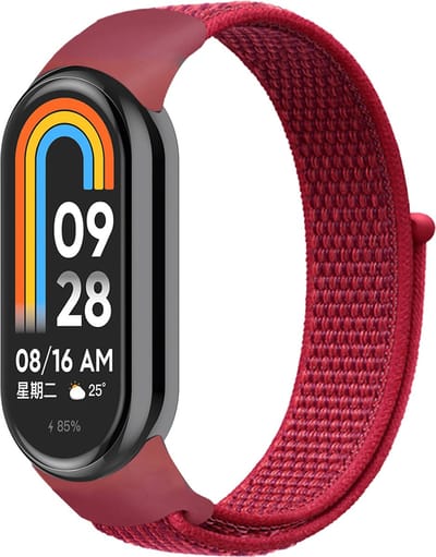 By Qubix - Sport loop nylon bandje - Rood - Geschikt voor Xiaomi Smart Band 8 / 9 / 10