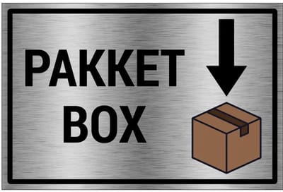 Pakketbox bord - gecoat brushed aluminium - grijs zwart | 30 x 20 cm