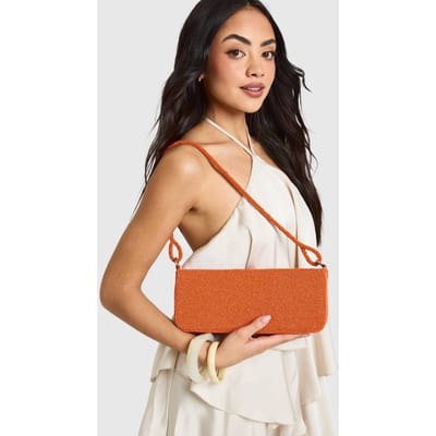 boohoo Dames Schoudertasje Met Kralendetail | Oranje