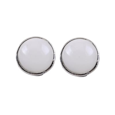 Behave - Oorbellen - Wit / lichtgrijs - 1.3 cm doorsnede